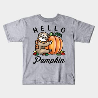 Hello Pumpkin Fall Cute Sloth Kids T-Shirt